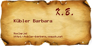 Kübler Barbara névjegykártya