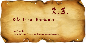 Kübler Barbara névjegykártya