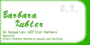 barbara kubler business card